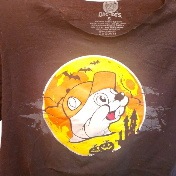 Bucee's LET'S BOO THIS Black Halloween Women's T-Shirt Cropped Custom Sz. Small - Picture 3 of 6